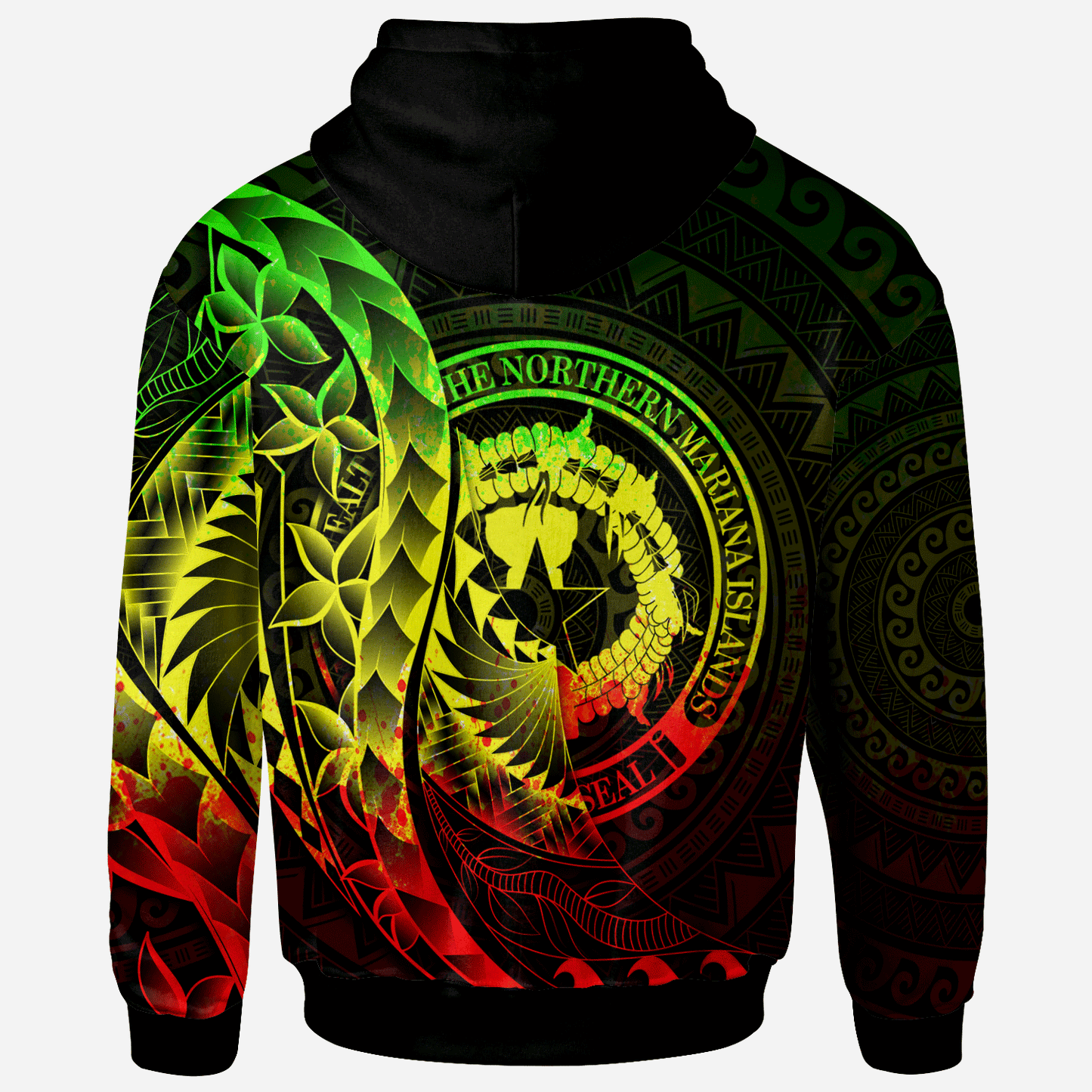 Custom Text Northern Mariana Islands Hoodie Custom Personalised Polynesian Pattern Style Reggae Color