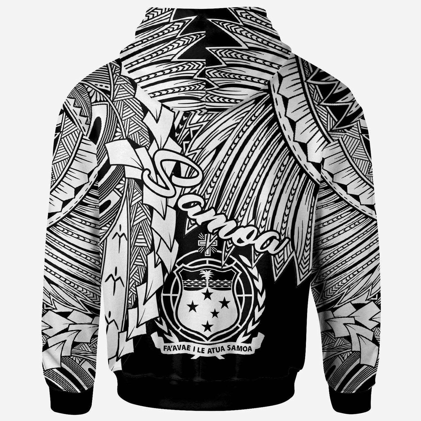 Samoa Polynesian Hoodie Tribal Wave Tattoo White