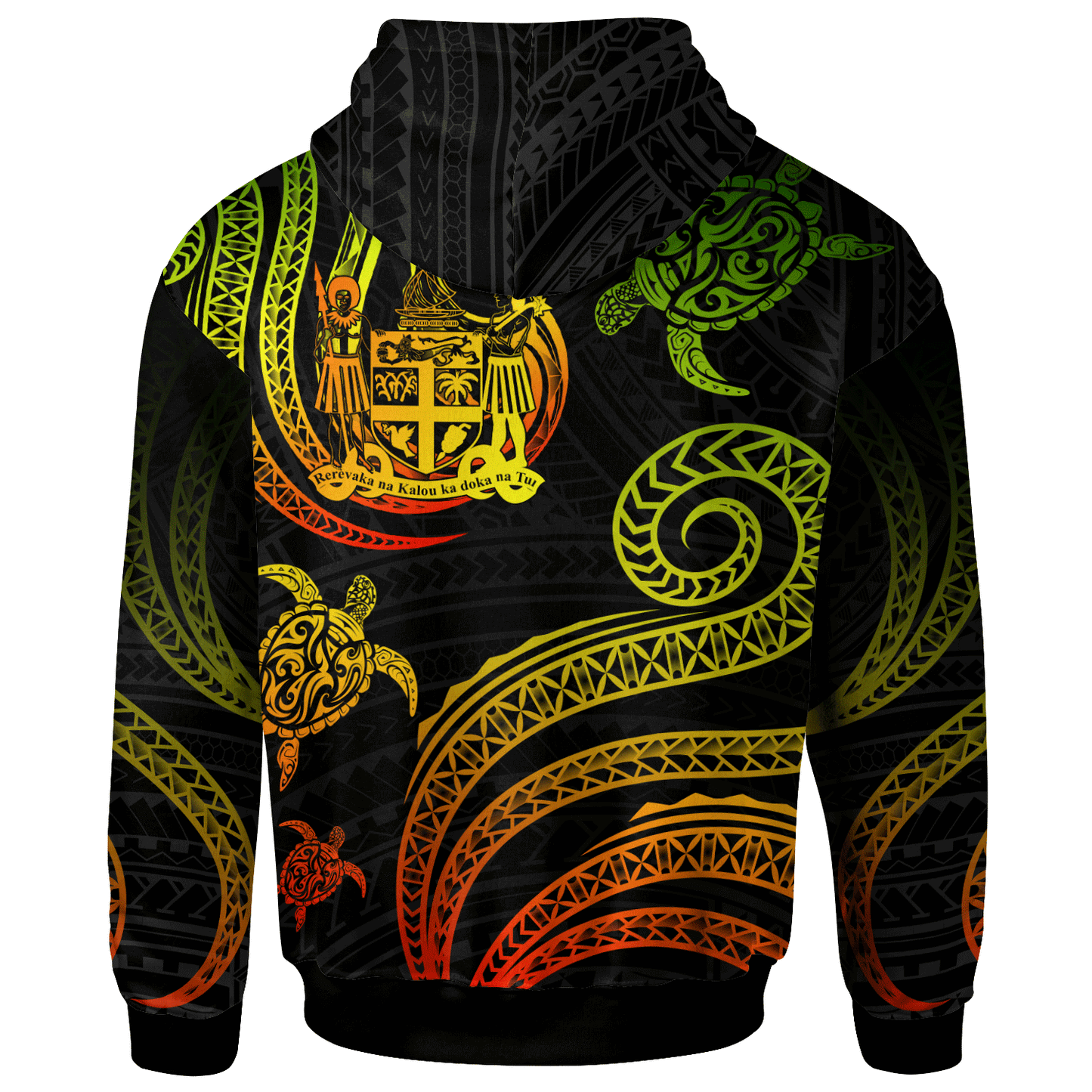 Fiji Hoodie Polynesian Turtle With Pattern Reggae