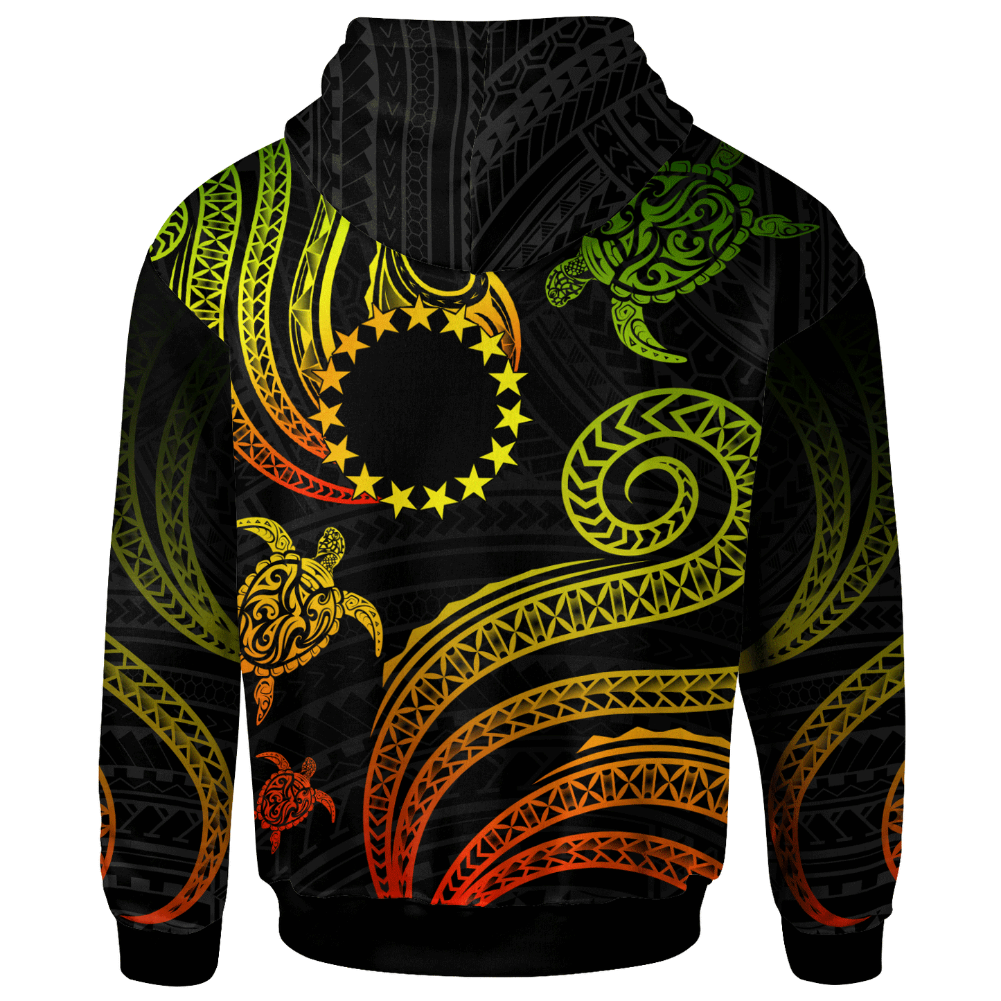 Cook Islands Hoodie Polynesian Turtle With Pattern Reggae