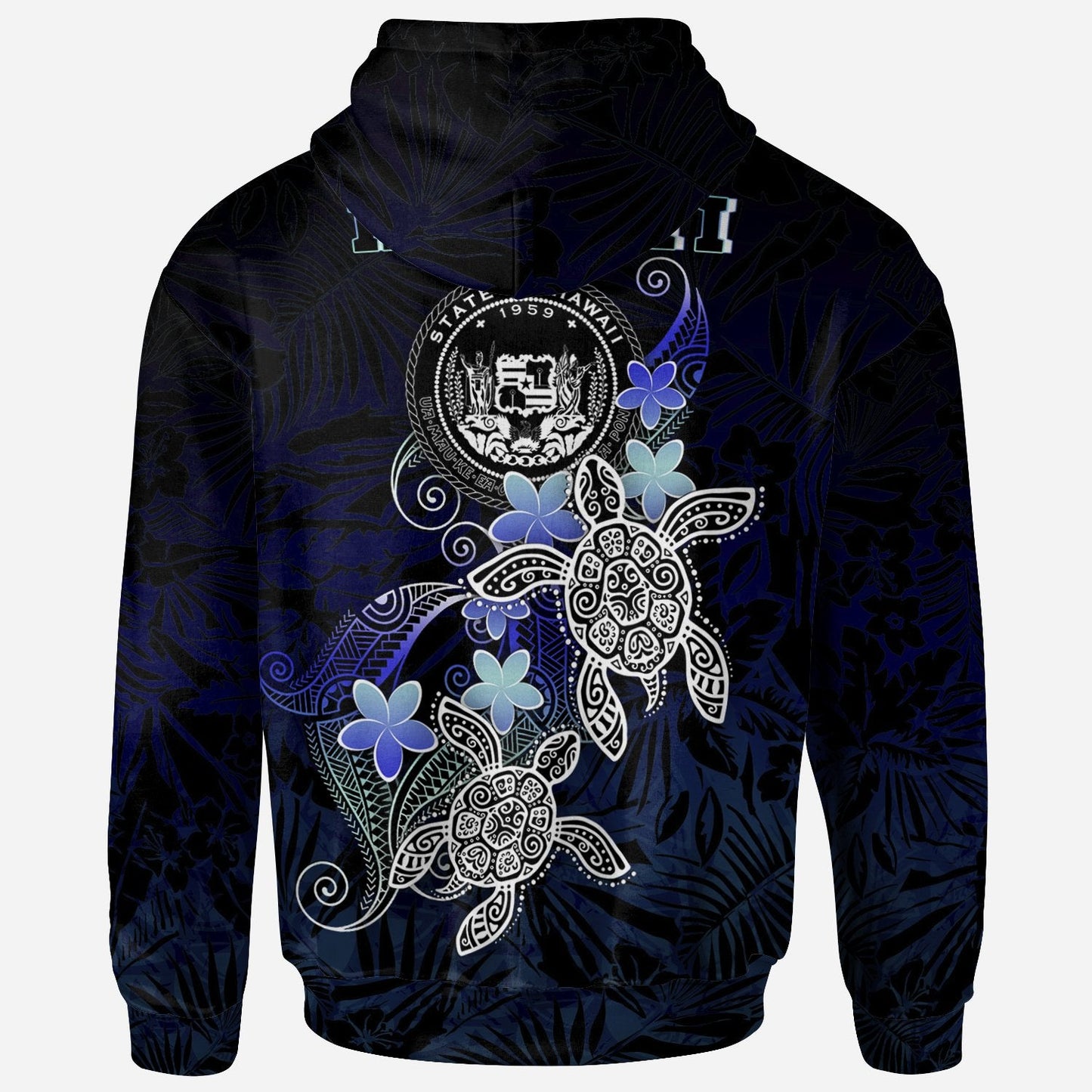 Hawaii Polynesian Hoodie Blue Turtle Couple