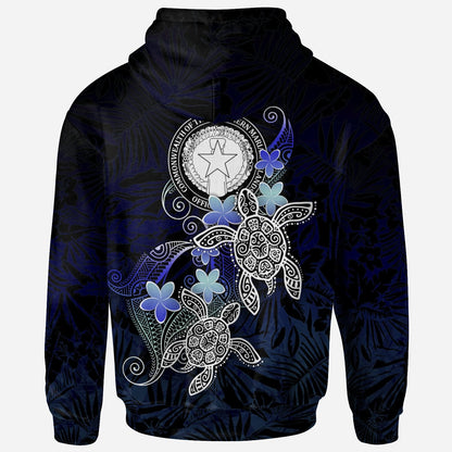 CNMI Polynesian Hoodie Blue Turtle Couple