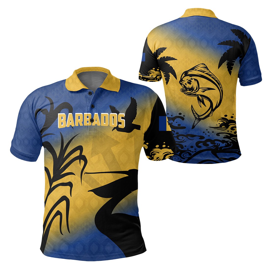 Barbados Polo Shirt , Pelican Dolphin Fish Golf Shirts