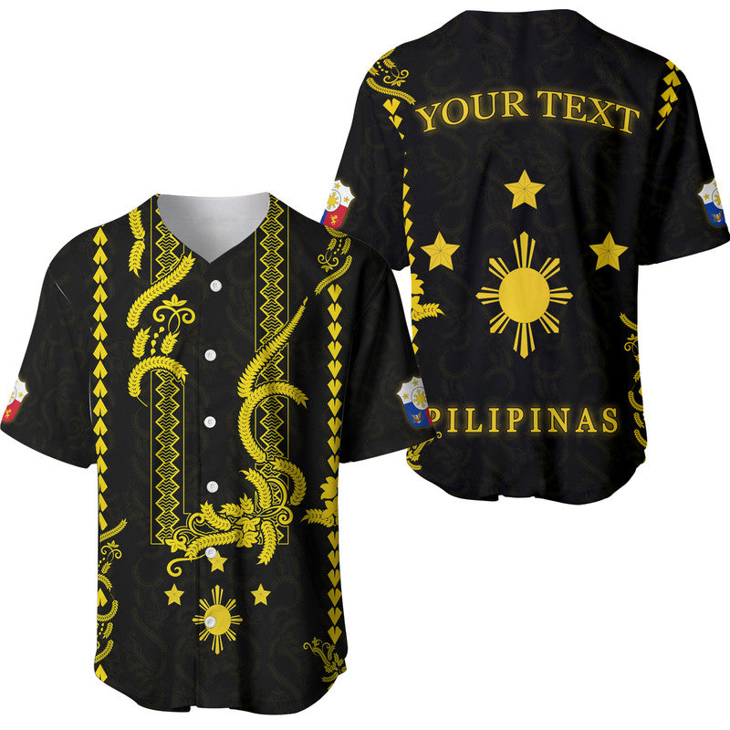 (Custom Personalised) Philippines Baseball Jersey Pechera With Side Barong Patterns
