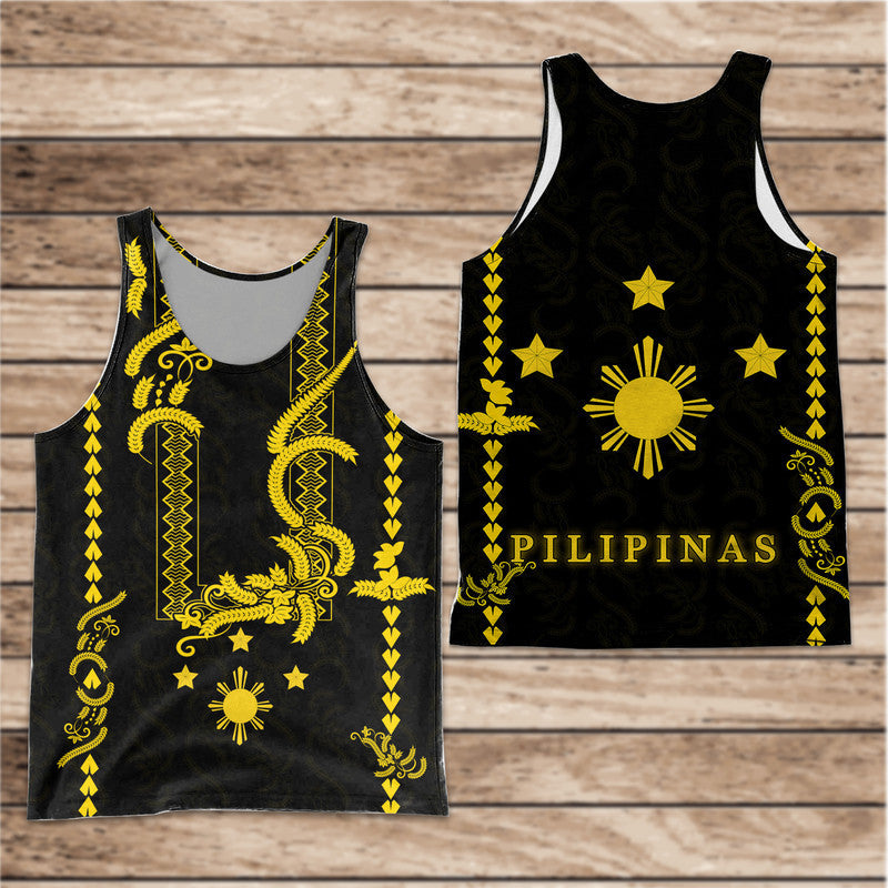 Philippines Men Tank Top Pechera With Side Barong Patterns