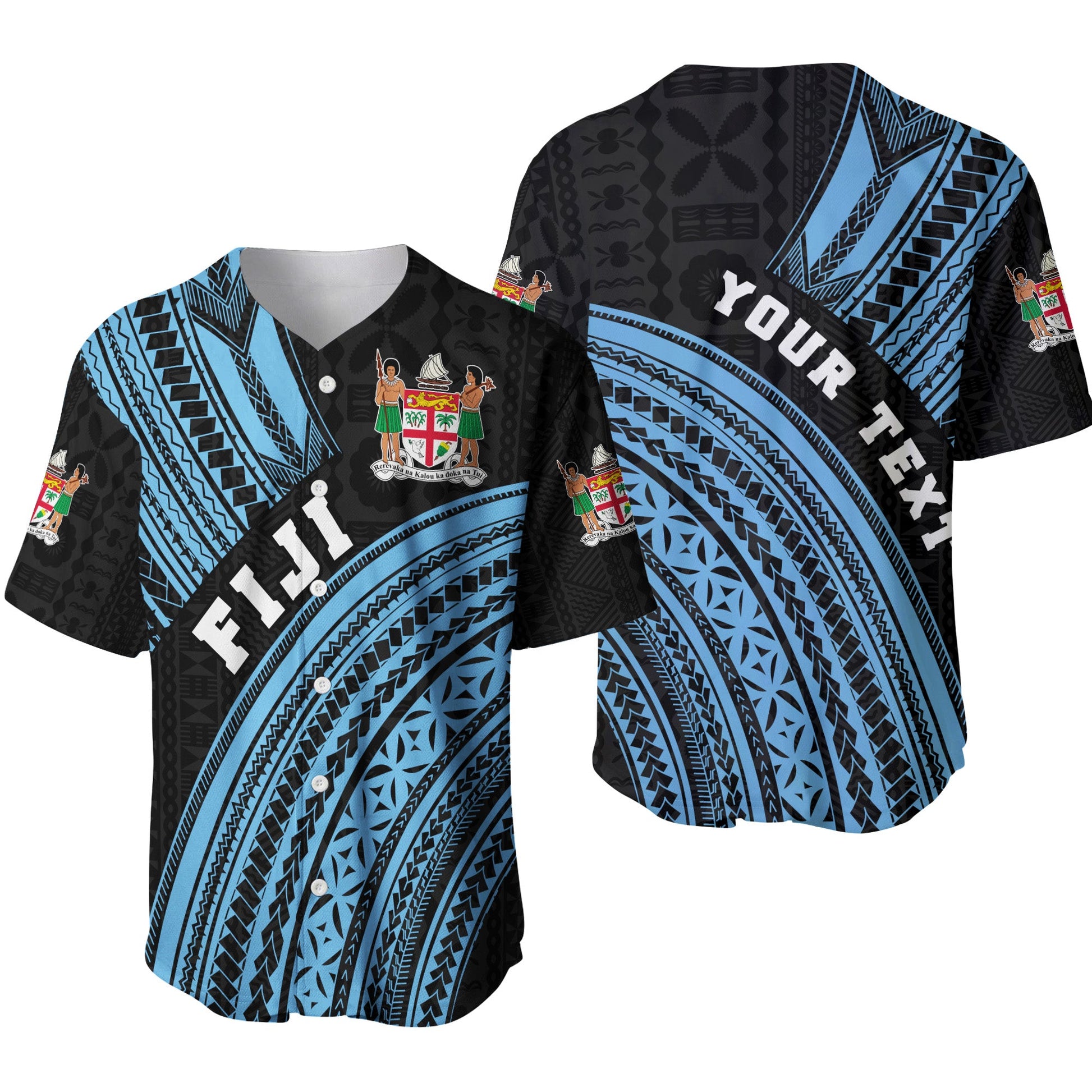 (Custom Personalised) Fiji Baseball Jersey Polynesian Style