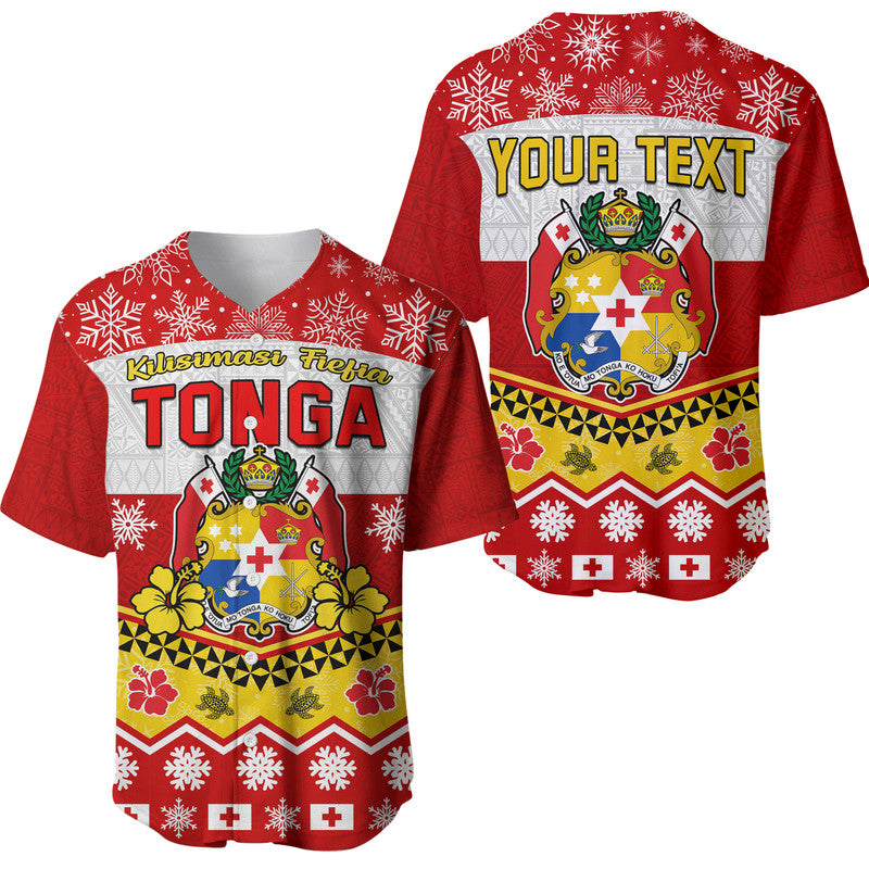 (Custom Personalised) Tonga Christmas Kilisimasi Fiefia Coat Of Arms Baseball Jersey