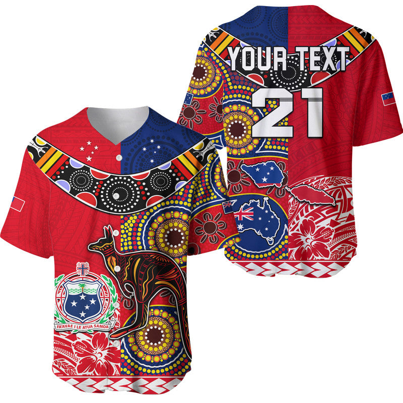 (Custom Personalised) Australia Aboriginal and Samoa Polynesian Baseball Jersey Boomerang
