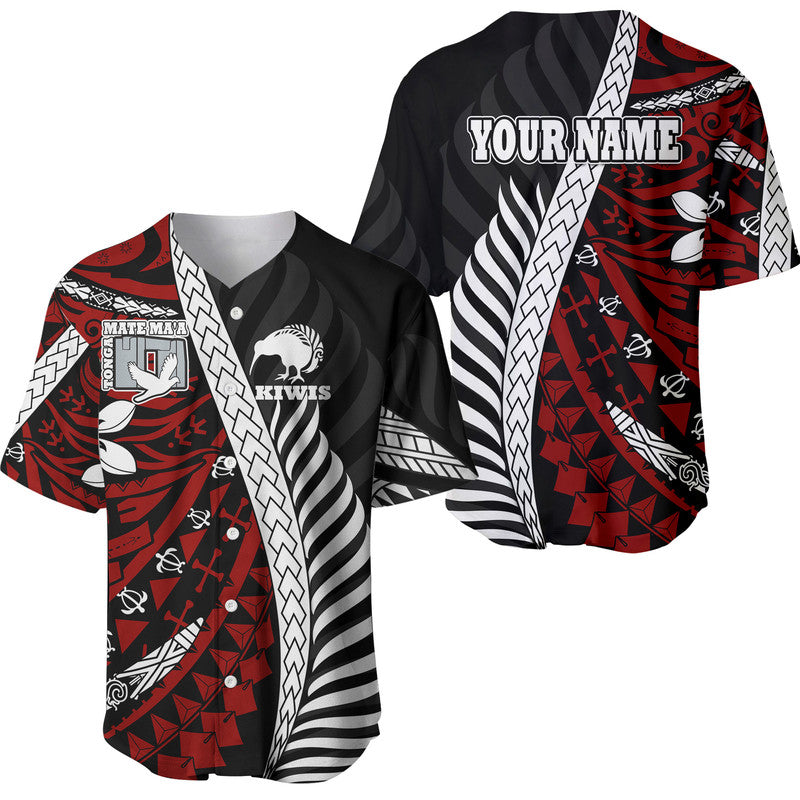 (Custom Personalised) Mate Ma'a Tonga Mixed Aotearoa Kiwis Rugby Baseball Jersey Silver Fern Mixed Polynesian Style