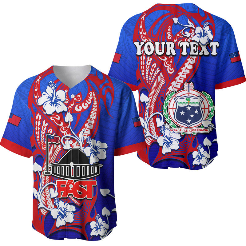 (Custom Personalised) Special Samoa FAST Party Baseball Jersey Tribal Samoan Hibiscus Design