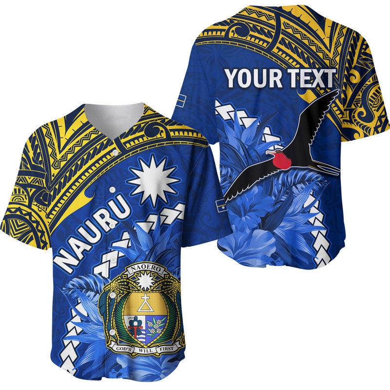 (Custom Personalised) Nauru Coat of Arms Baseball Jersey Polynesian With Frigatebird