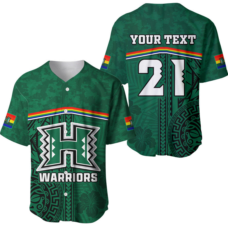 (Custom Personalised) Hawaii Warriors Football Baseball Jersey Polynesian Palm and Hibiscus