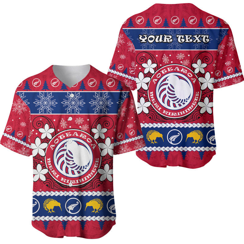 (Custom Personalised) New Zealand Aotearoa Meri Kirihimete Baseball Jersey Maori Kiwi Christmas