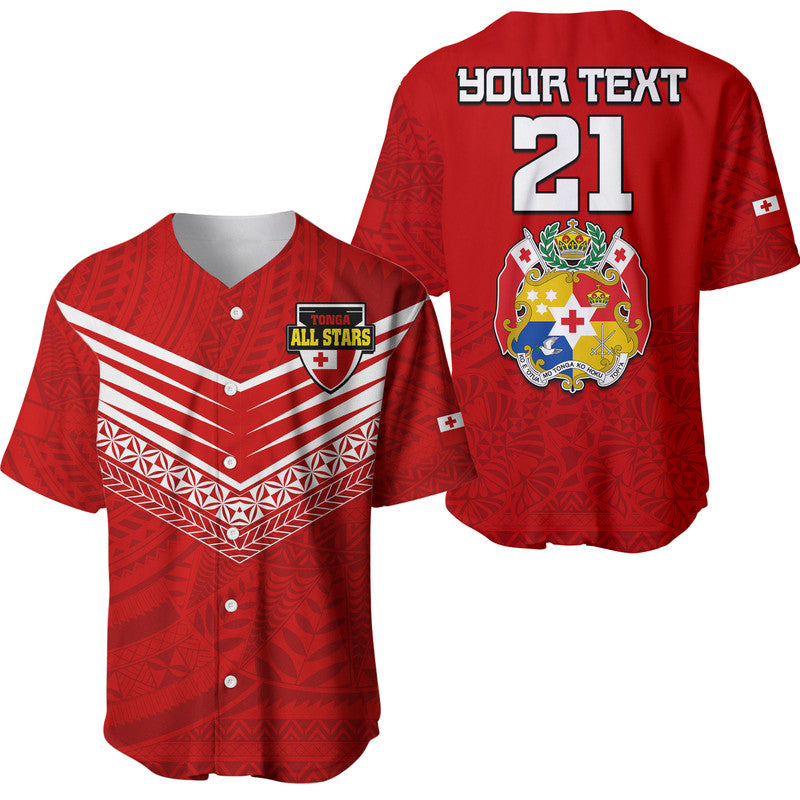 (Custom Personalised) Polynesian Tonga Rugby Tongan Kupesi Ngatu Design Baseball Jersey
