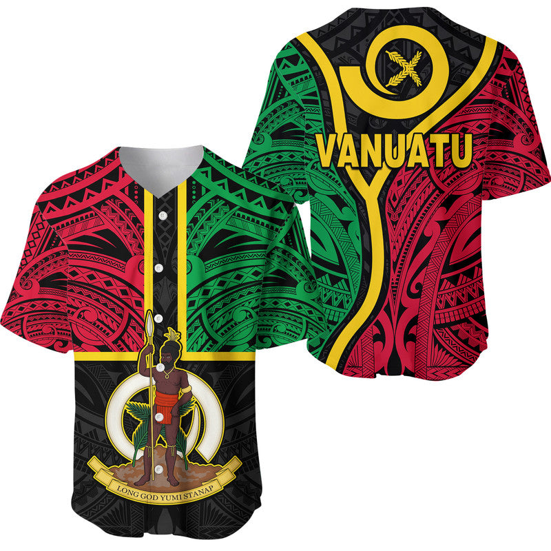 Vanuatu Baseball Jersey Tribal Vanuatu Coat Of Arms Flag Style