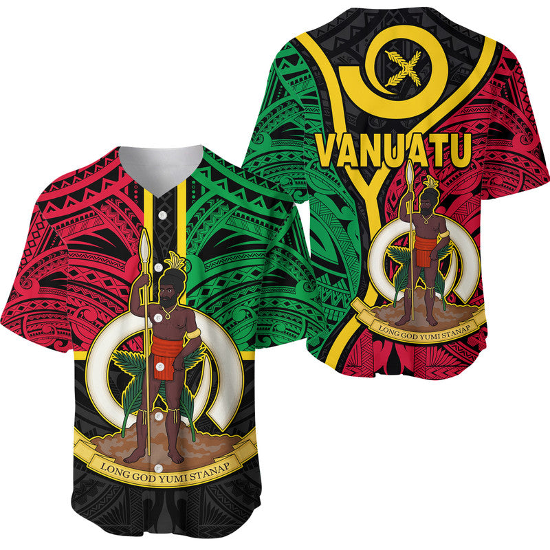 Vanuatu Baseball Jersey Tribal Vanuatu Coat Of Arms Flag Style No2