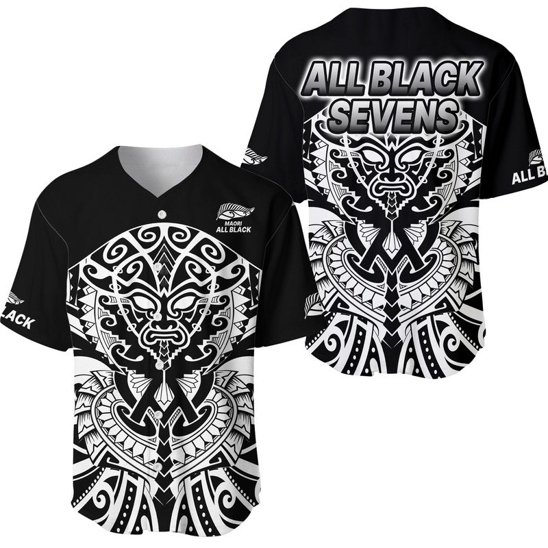 Aotearoa Silver Fern Rugby Sevens Baseball Jersey Maori Tribal All Black