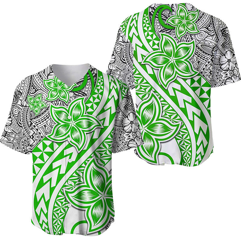 Traditional Polynesian Tribal Tattoo Retro Baseball Jersey Green