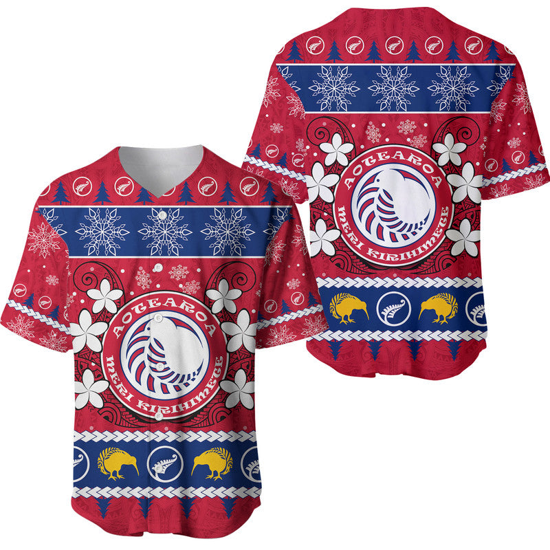 New Zealand Aotearoa Meri Kirihimete Baseball Jersey Maori Kiwi Christmas