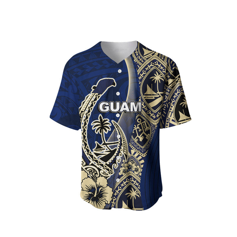 (Custom Personalised) Guam Fish Hook Baseball Jersey Blue Style