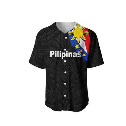 (Custom Personalised) Pilipinas Baseball Jersey Simple Style Black
