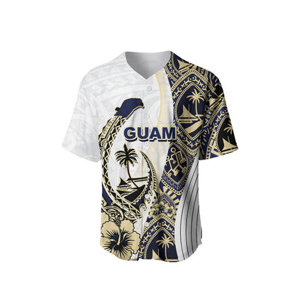 (Custom Personalised) Guam Fish Hook Baseball Jersey White Style