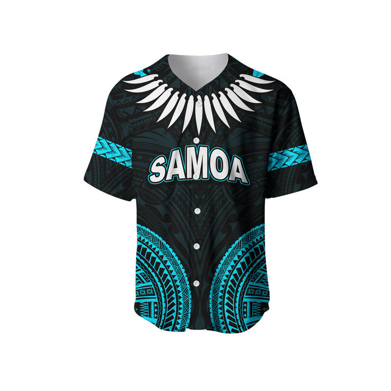 (Custom Personalised) Samoa Ula Nifo Tribal Baseball Jersey Blue Style