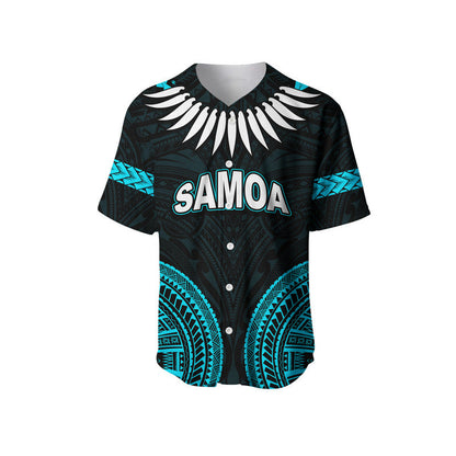 (Custom Personalised) Samoa Ula Nifo Tribal Baseball Jersey Blue Style