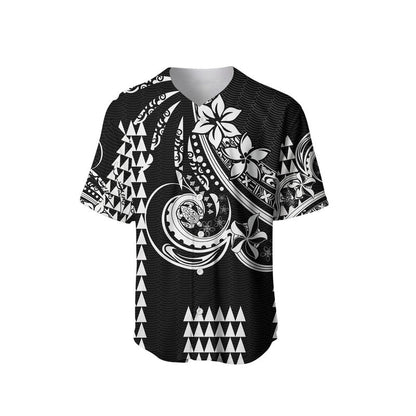 (Custom Personalised) Kakau Hawaiian Polynesian Baseball Jersey Black