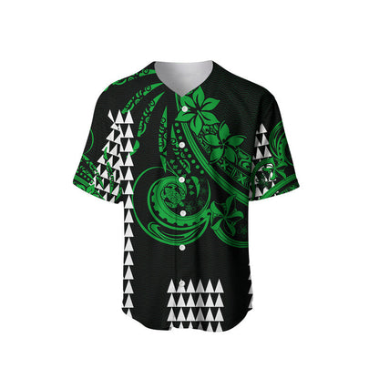 (Custom Personalised) Kakau Hawaiian Polynesian Baseball Jersey Green