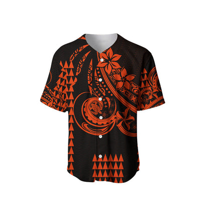 (Custom Personalised) Kakau Hawaiian Polynesian Baseball Jersey Orange
