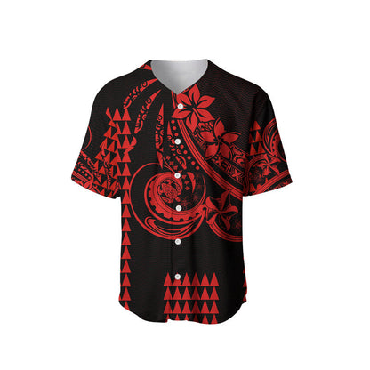 (Custom Personalised) Kakau Hawaiian Polynesian Baseball Jersey Red