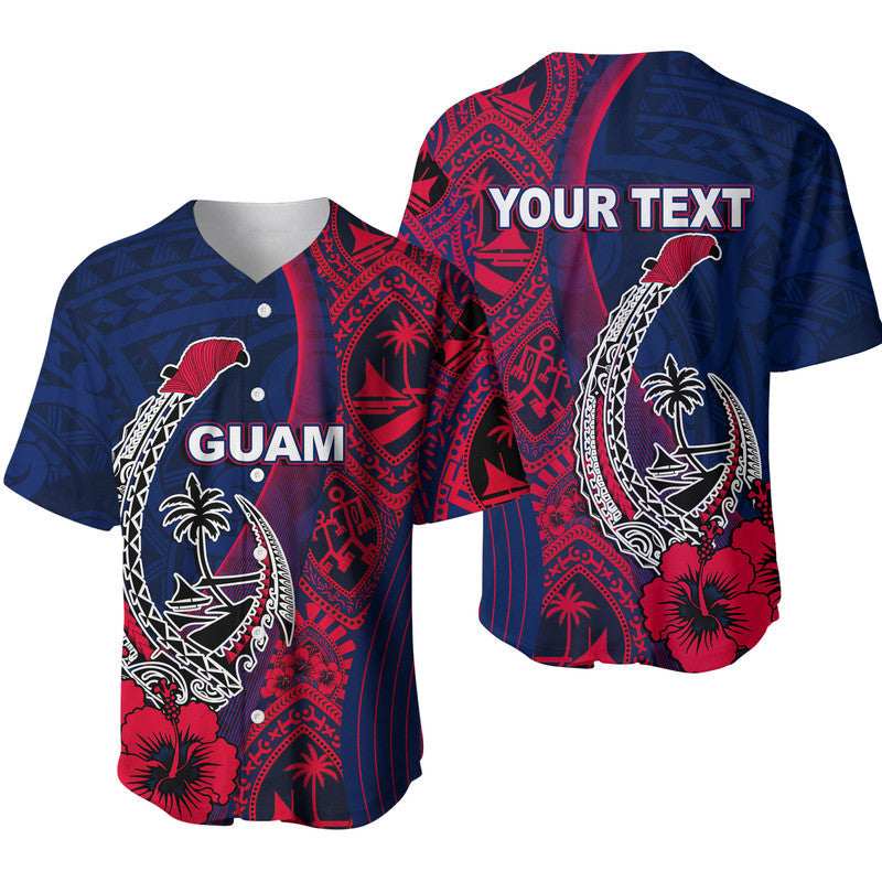 (Custom Personalised) Guam Fish Hook Baseball Jersey Flag Color Style