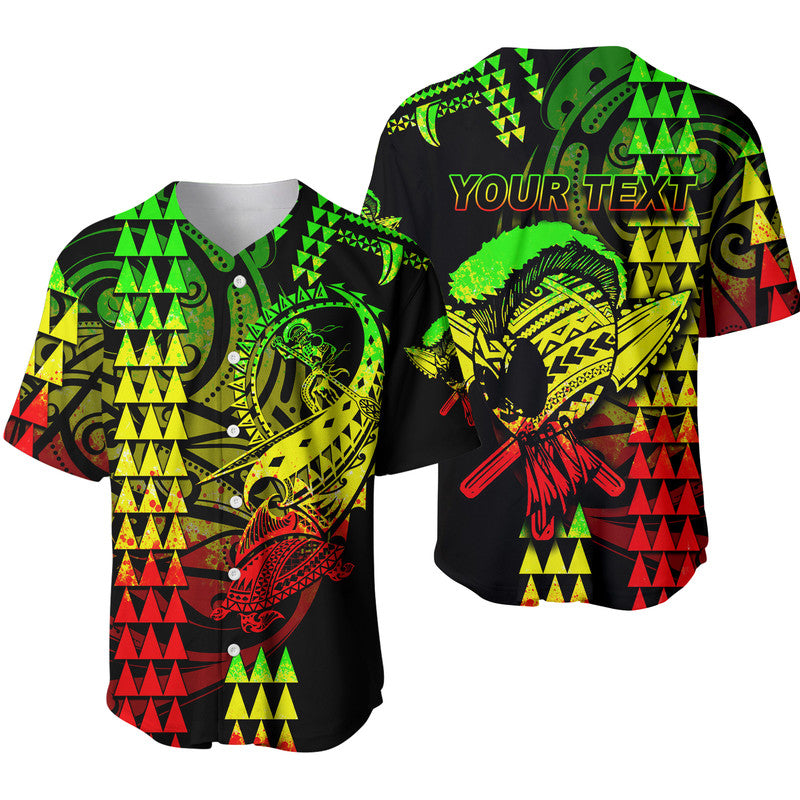 (Custom Personalised) Hawaii Polynesian Warrior Kakau Baseball Jersey Reggage