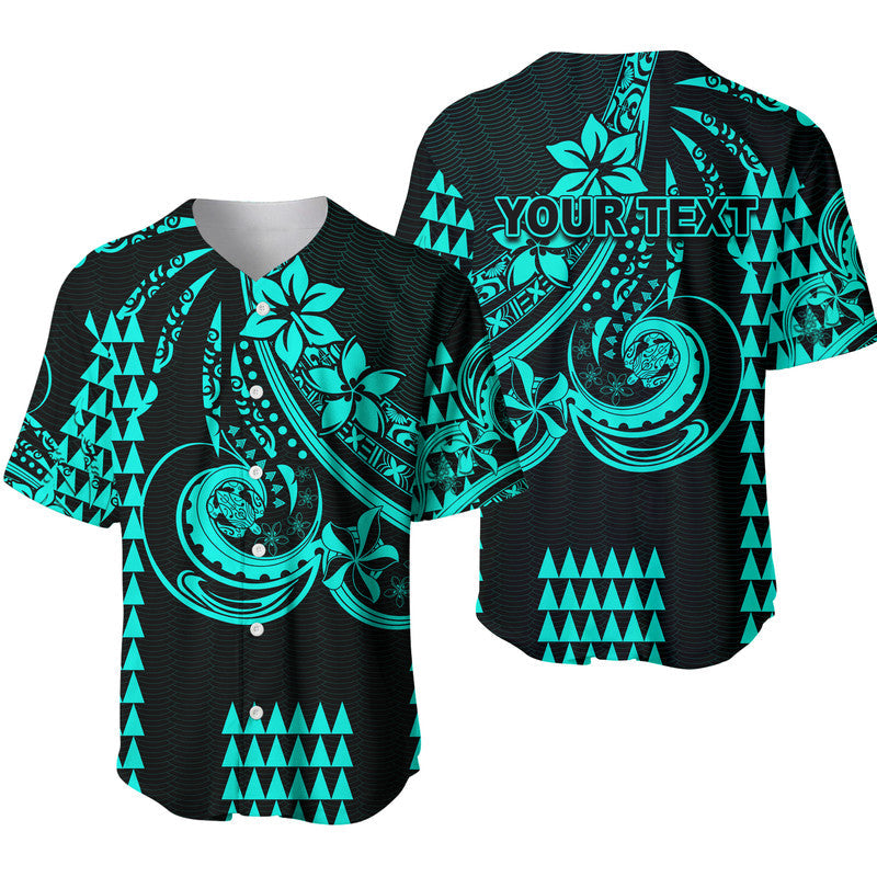 (Custom Personalised) Kakau Hawaiian Polynesian Baseball Jersey Turquoise Green