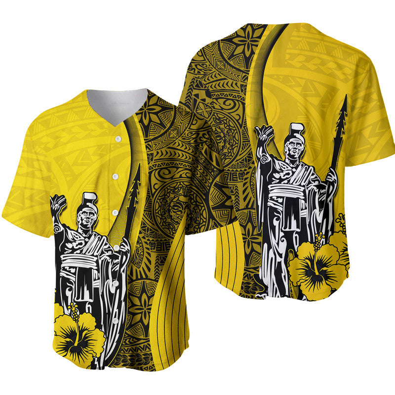 Hawaiian King Kamehameha Baseball Jersey Vibe Yellow Style