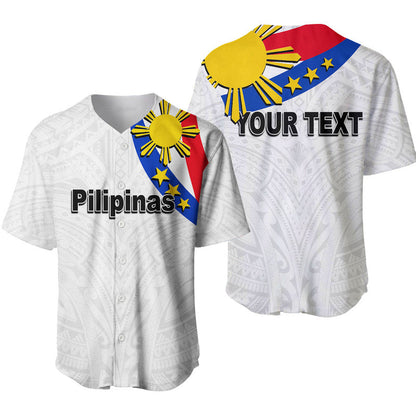 (Custom Personalised) Pilipinas Baseball Jersey Simple Style White
