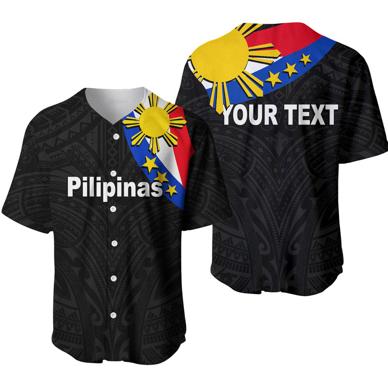 (Custom Personalised) Pilipinas Baseball Jersey Simple Style Black