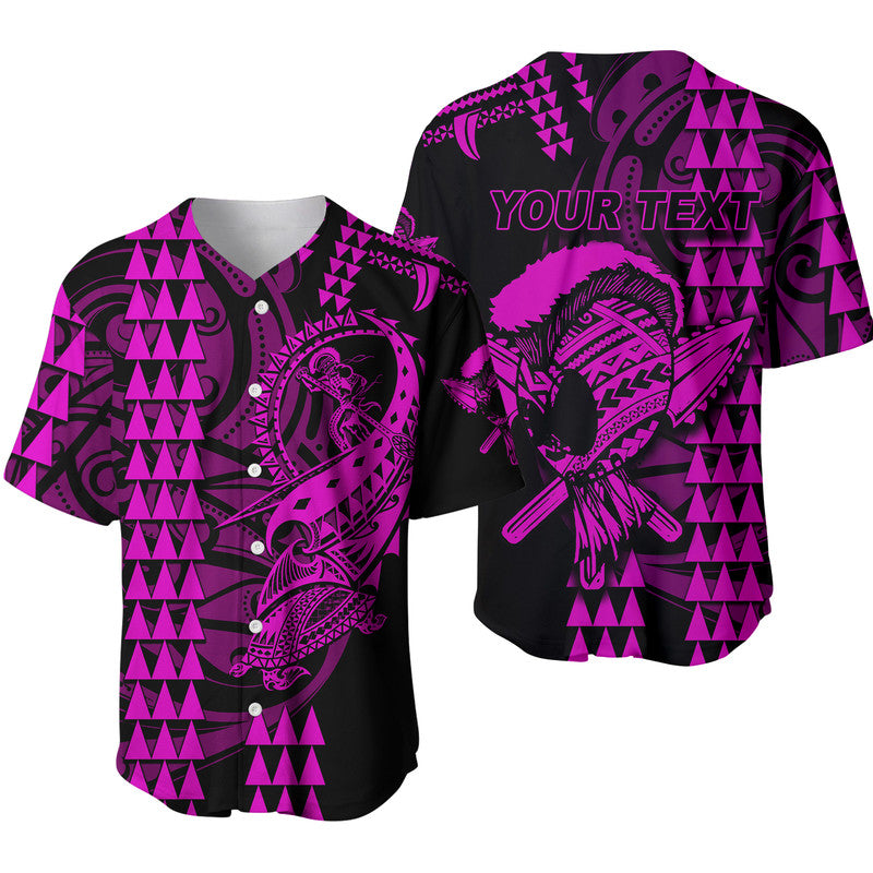(Custom Personalised) Hawaii Polynesian Warrior Kakau Baseball Jersey Purple