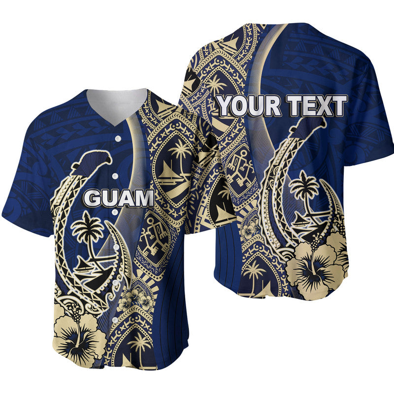(Custom Personalised) Guam Fish Hook Baseball Jersey Blue Style