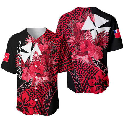 Wallis and Futuna Baseball Jersey Hibiscus Red No.2 Color