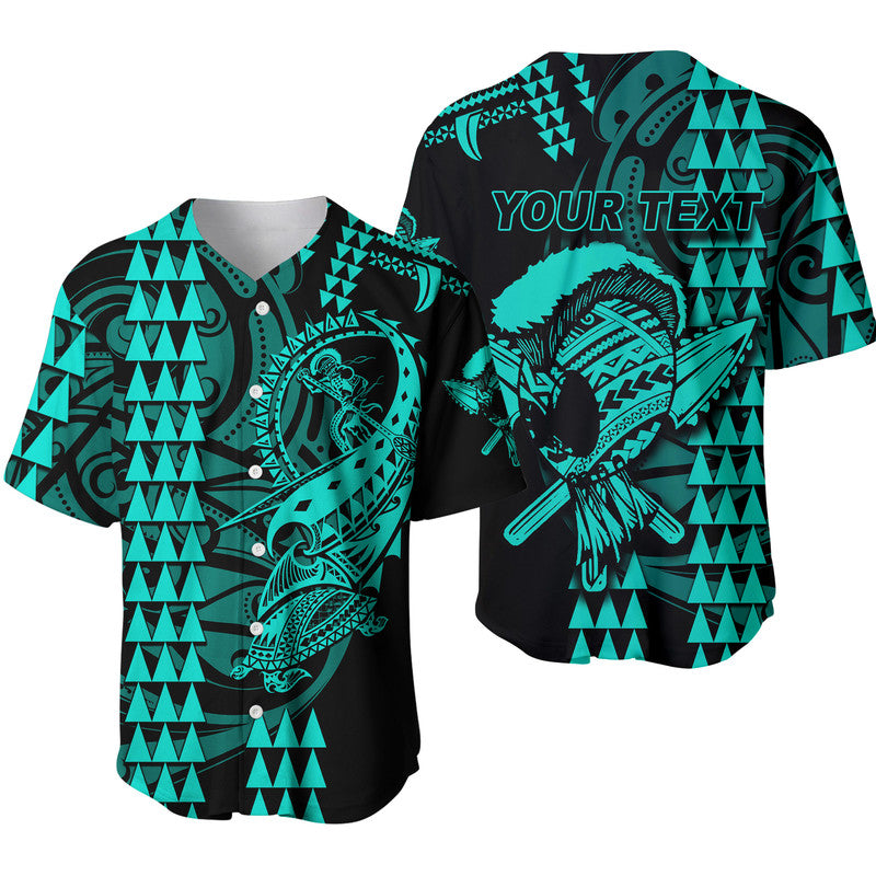 (Custom Personalised) Hawaii Polynesian Warrior Kakau Baseball Jersey Green