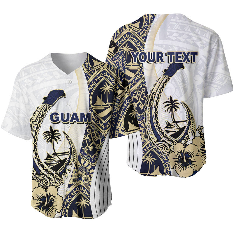 (Custom Personalised) Guam Fish Hook Baseball Jersey White Style