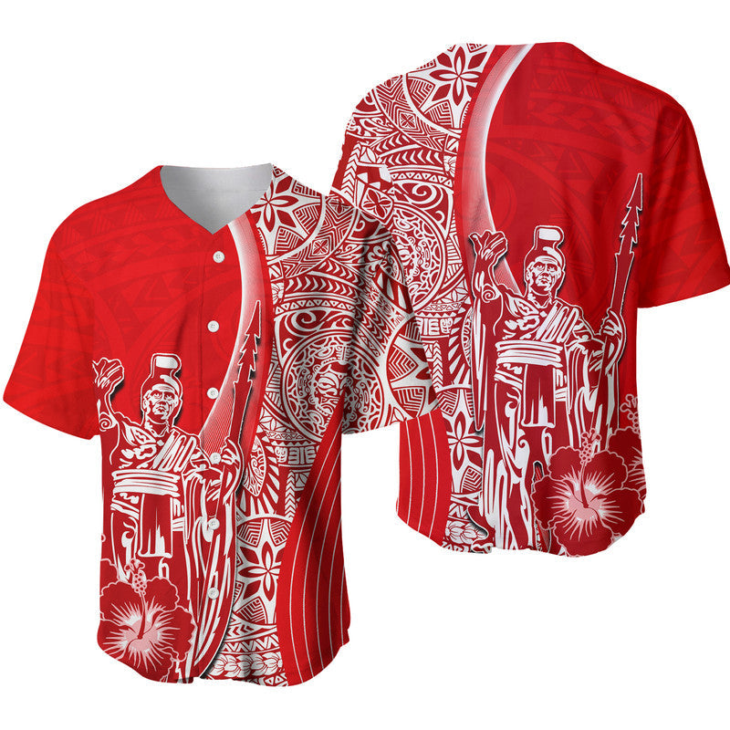Hawaiian King Kamehameha Baseball Jersey Vibe Red Style