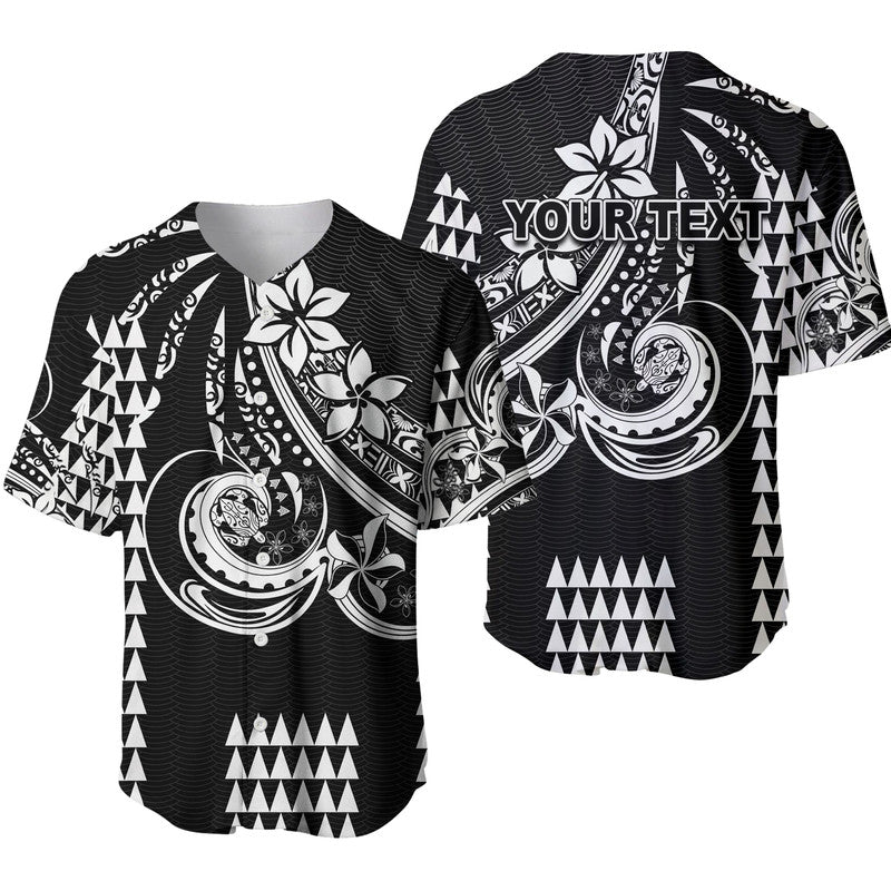 (Custom Personalised) Kakau Hawaiian Polynesian Baseball Jersey Black