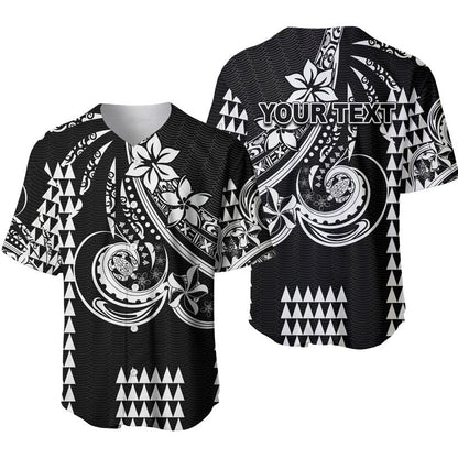 (Custom Personalised) Kakau Hawaiian Polynesian Baseball Jersey Black