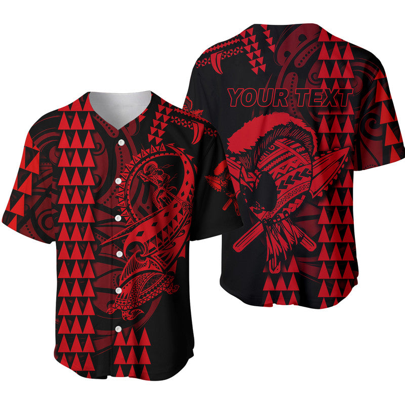 (Custom Personalised) Hawaii Polynesian Warrior Kakau Baseball Jersey Blue