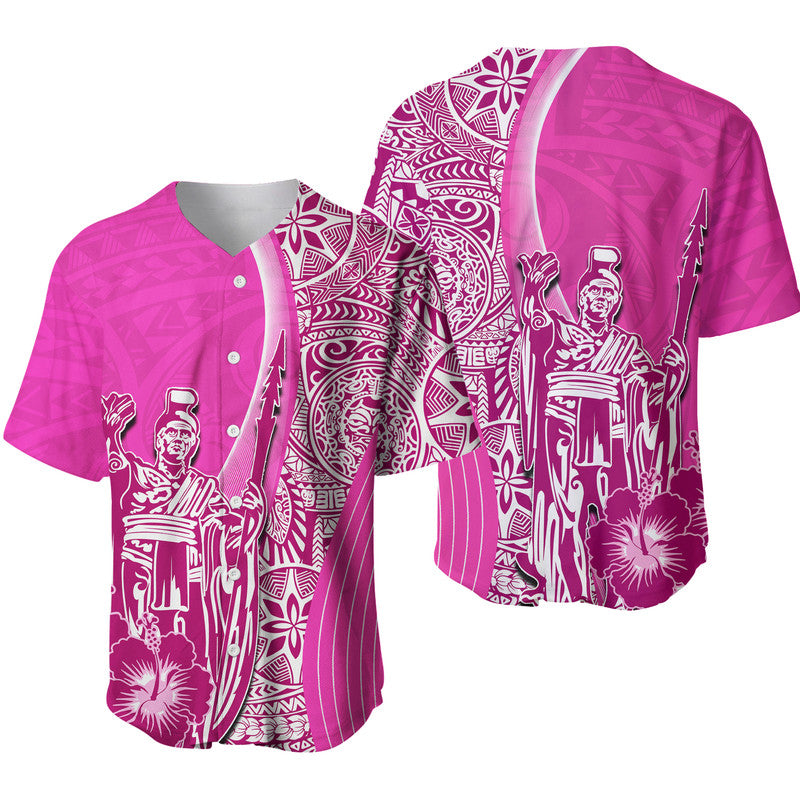 Hawaiian King Kamehameha Baseball Jersey Vibe Pink Style