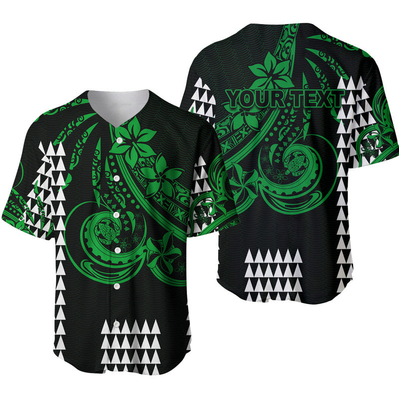 (Custom Personalised) Kakau Hawaiian Polynesian Baseball Jersey Green