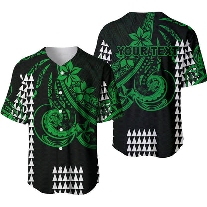 (Custom Personalised) Kakau Hawaiian Polynesian Baseball Jersey Green